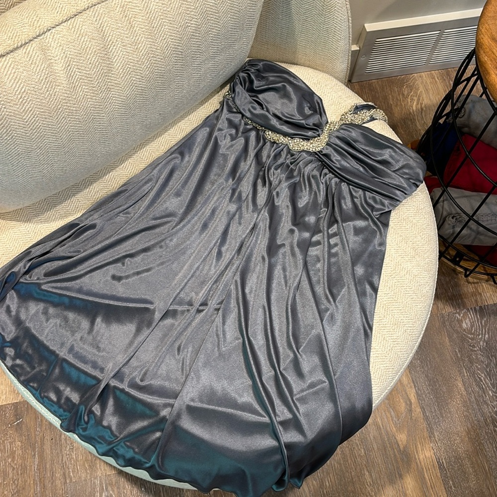 Silver Silky Babydoll Dress- y2k